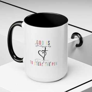 Inspirational Faith Coffee Mug — "God’s set aside your story to heal the pain" Accent Mug