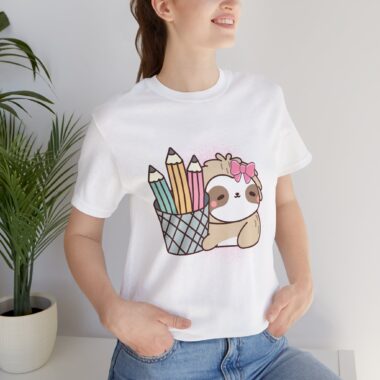 Cute Sloth and Colored Pencils Kids Tee