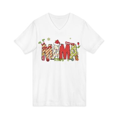 Mama Christmas V-Neck Tee — Festive Holiday Mama Shirt