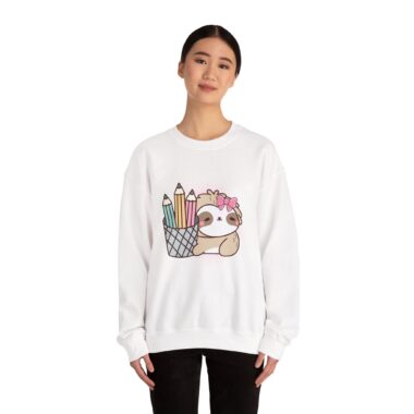 Cute Sloth with Colored Pencils Crewneck Sweatshirt