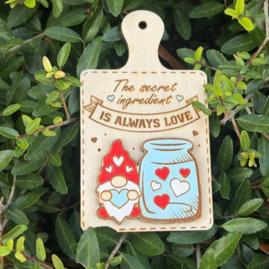 Handmade Wooden Christmas Ornament (Gnome Love)