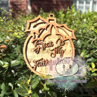 Wooden Christmas Ornament (Great Is Thy Faithfulness)