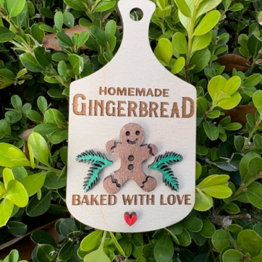 Handmade Wooden Christmas Ornament (Gingerbread)